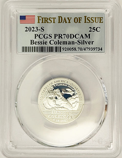2023 PCGS Certified American Women Quarter Bessie Coleman First Day of Issue Label