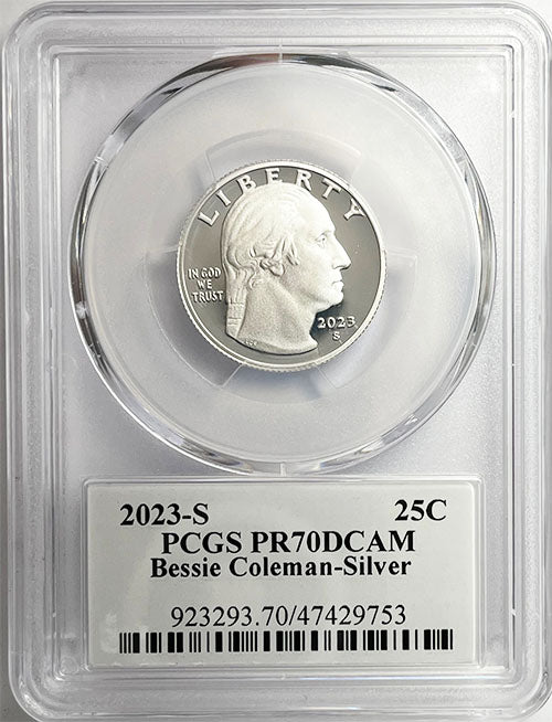 2023 PCGS Certified American Women Quarter Bessie Coleman with Stephanie Sabin Label