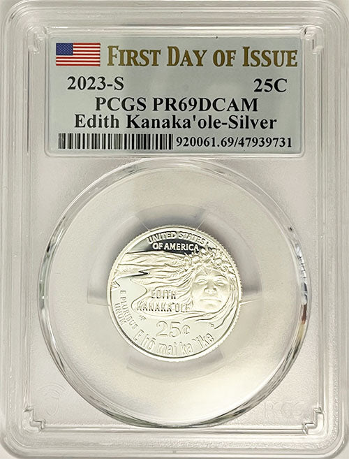 2023 PCGS Certified American Women Quarter Edith Kanakaole First Day of Issue Label