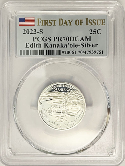 2023 PCGS Certified American Women Quarter Edith Kanakaole First Day of Issue Label