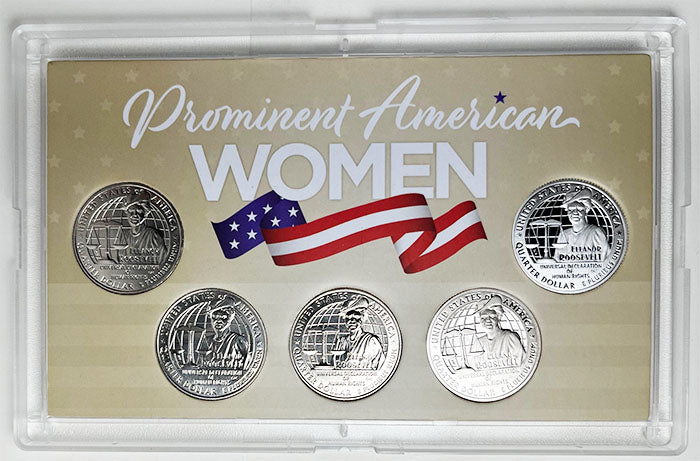 2022 - 25 P,D,S,S,S BU, Clad and Silver Proof American Women Quarters in 3 by 5 Frosty Case