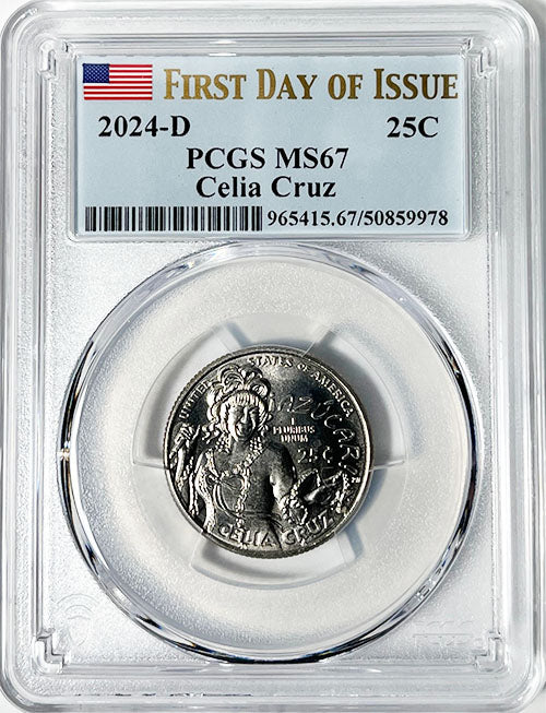 2024 PCGS Certified American Women Quarter Celia Cruz First Day of Issue Label