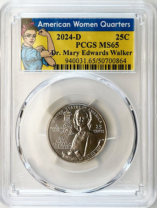 2024 PCGS Certified American Women Quarter Dr. Mary Edwards Walker Rosie Label