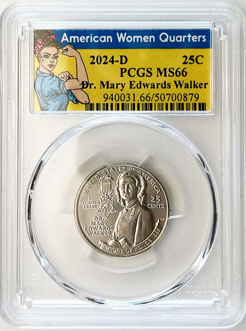 2024 PCGS Certified American Women Quarter Dr. Mary Edwards Walker Rosie Label