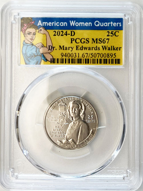 2024 PCGS Certified American Women Quarter Dr. Mary Edwards Walker Rosie Label