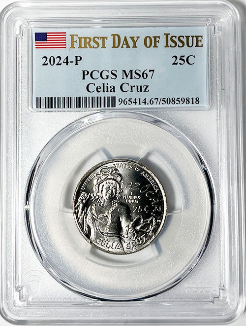 2024 PCGS Certified American Women Quarter Celia Cruz First Day of Issue Label