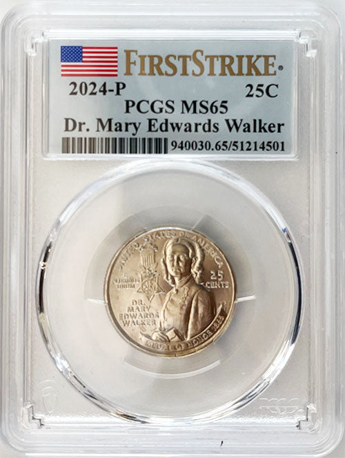 2024 PCGS Certified American Women Quarter Dr. Mary Edwards Walker First Strike Label