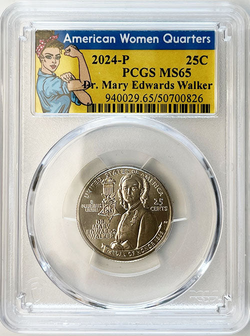 2024 PCGS Certified American Women Quarter Dr. Mary Edwards Walker Rosie Label