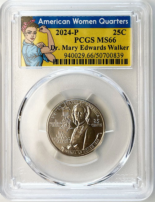 2024 PCGS Certified American Women Quarter Dr. Mary Edwards Walker Rosie Label