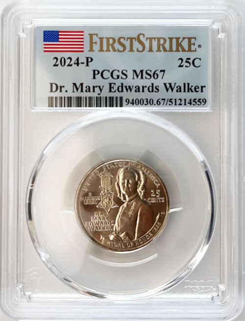 2024 PCGS Certified American Women Quarter Dr. Mary Edwards Walker First Strike Label