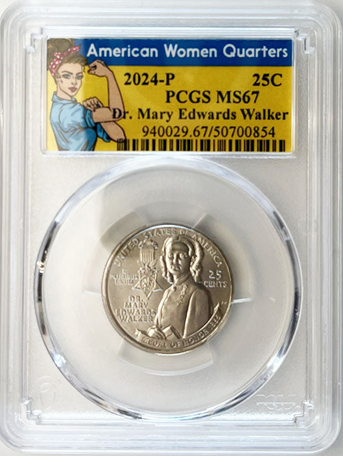 2024 PCGS Certified American Women Quarter Dr. Mary Edwards Walker Rosie Label