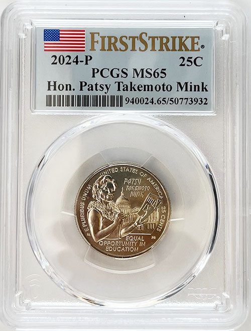 2024 PCGS Certified American Women Quarter Hon. Patsy Takemoto Mink First Strike Label