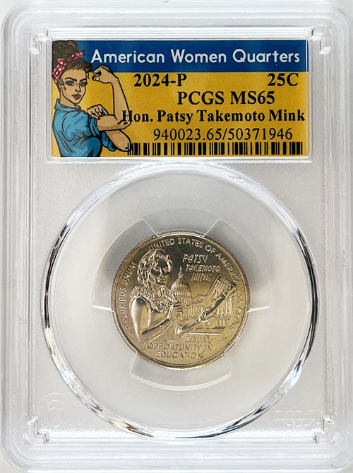 2024 PCGS Certified American Women Quarter Hon. Patsy Takemoto Mink Rosie Label