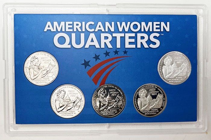 2022 - 25 P,D,S,S,S BU, Clad and Silver Proof American Women Quarters in 3 by 5 Frosty Case