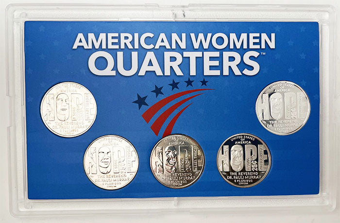 2022 - 25 P,D,S,S,S BU, Clad and Silver Proof American Women Quarters in 3 by 5 Frosty Case