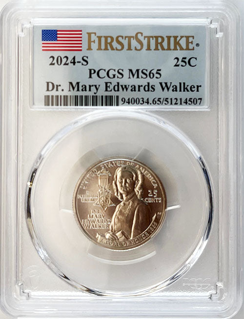 2024 PCGS Certified American Women Quarter Dr. Mary Edwards Walker First Strike Label