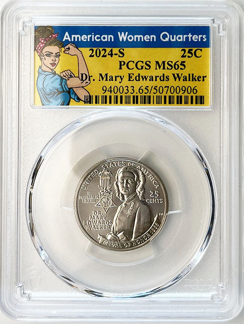 2024 PCGS Certified American Women Quarter Dr. Mary Edwards Walker Rosie Label