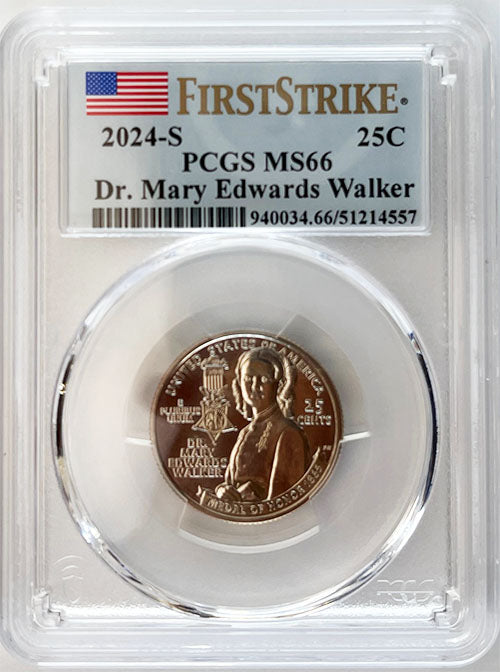 2024 PCGS Certified American Women Quarter Dr. Mary Edwards Walker First Strike Label