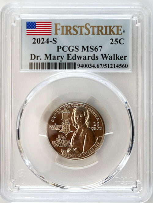 2024 PCGS Certified American Women Quarter Dr. Mary Edwards Walker First Strike Label