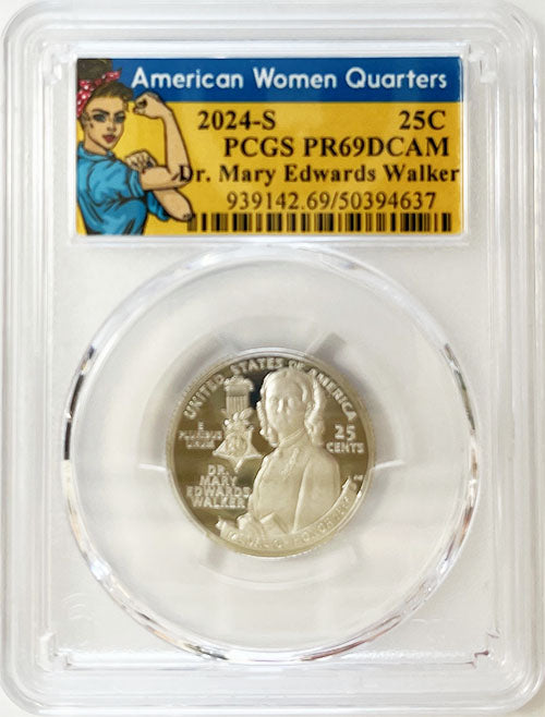 2024 PCGS Certified American Women Quarter Dr. Mary Edwards Walker Rosie Label