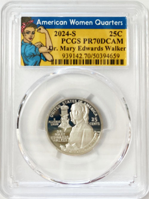 2024 PCGS Certified American Women Quarter Dr. Mary Edwards Walker Rosie Label