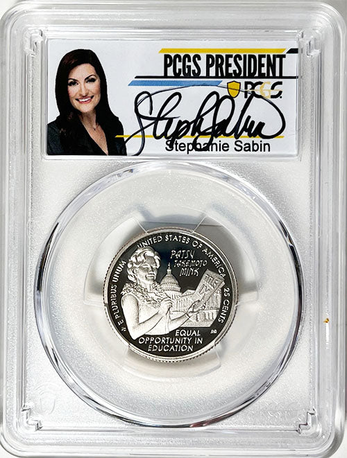 2024 PCGS Certified American Women Quarter Hon. Patsy Takemoto Mink with Stephanie Sabin Label