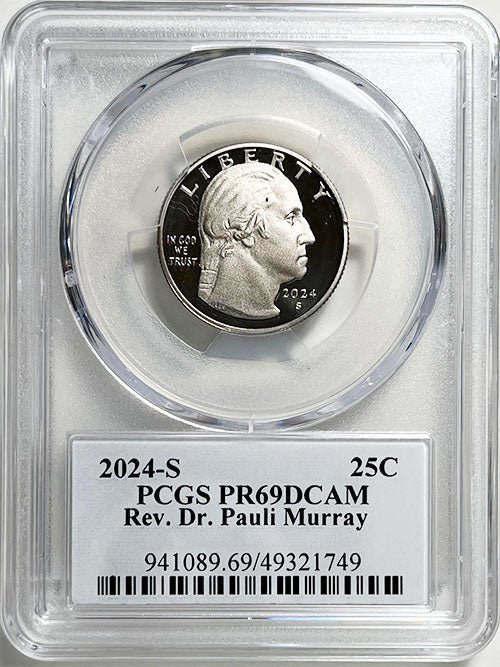 2024 PCGS Certified American Women Quarter Rev. Dr. Pauli Murray with Stephanie Sabin Label