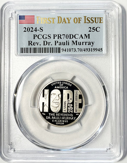 2024 PCGS Certified American Women Quarter Rev. Dr. Pauli Murray First Day of Issue Label