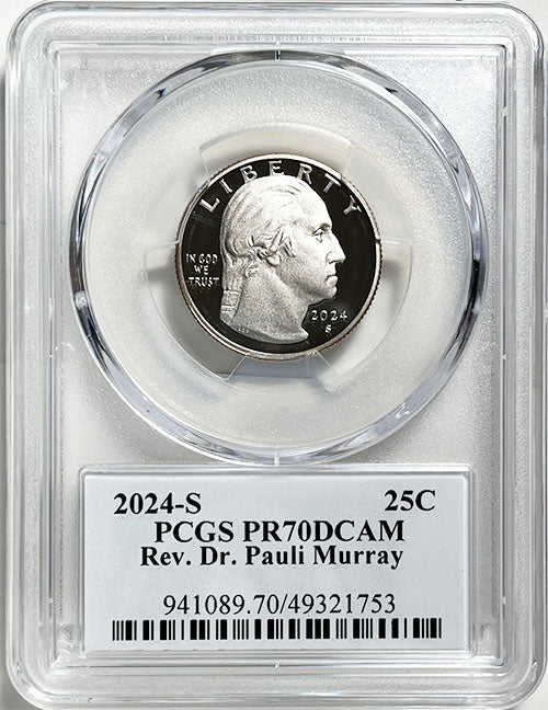 2024 PCGS Certified American Women Quarter Rev. Dr. Pauli Murray with Stephanie Sabin Label