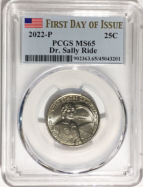 2022 PCGS Certified American Women Quarters Dr. Sally Ride First Day of Issue Label