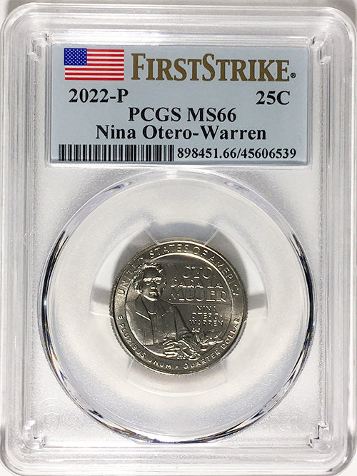 2022 PCGS Certified American Women Quarters Nina Otero-Warren First Strike Label