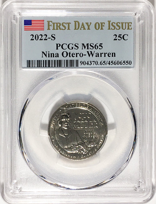2022 PCGS Certified American Women Quarters Nina Otero-Warren First Day of Issue Label