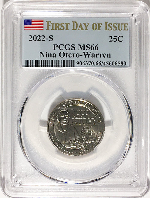 2022 PCGS Certified American Women Quarters Nina Otero-Warren First Day of Issue Label