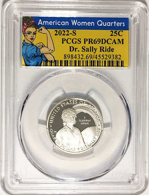 2022 PCGS Certified American Women Quarter Dr. Sally Ride Rosie Label