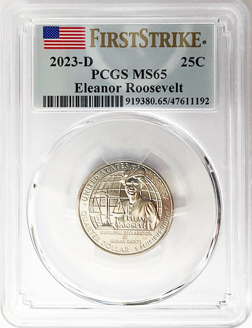2023 PCGS Certified American Women Quarter Eleanor Roosevelt First Strike Label