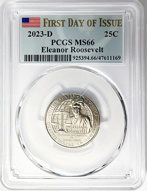 2023 PCGS Certified American Women Quarter Eleanor Roosevelt First Day of Issue Label