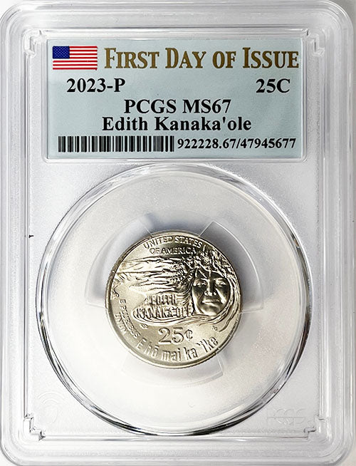 2023 PCGS Certified American Women Quarter Edith Kanakaole First Day of Issue Label