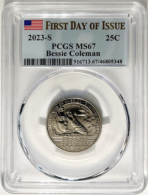 2023 PCGS Certified American Women Quarter Bessie Coleman First Day of Issue Label