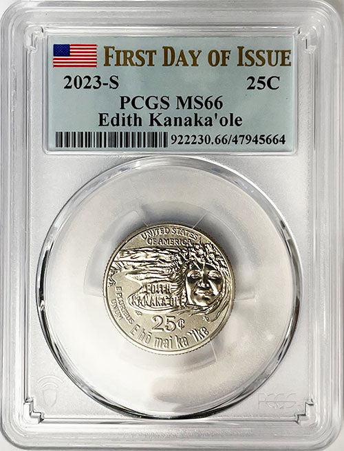 2023 PCGS Certified American Women Quarter Edith Kanakaole First Day of Issue Label