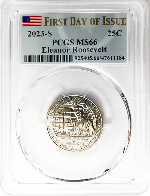 2023 PCGS Certified American Women Quarter Eleanor Roosevelt First Day of Issue Label