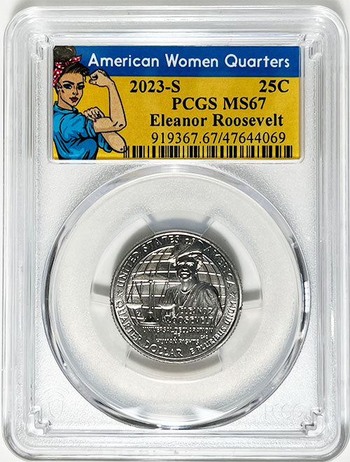 2023 PCGS Certified American Women Quarter Eleanor Roosevelt Rosie Label