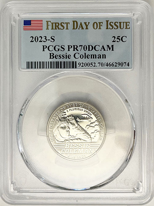 2023 PCGS Certified American Women Quarter Bessie Coleman First Day of Issue Label