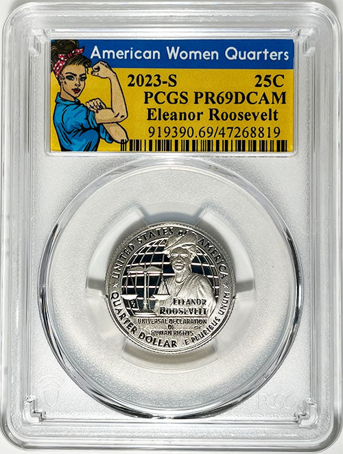 2023 PCGS Certified American Women Quarter Eleanor Roosevelt Rosie Label