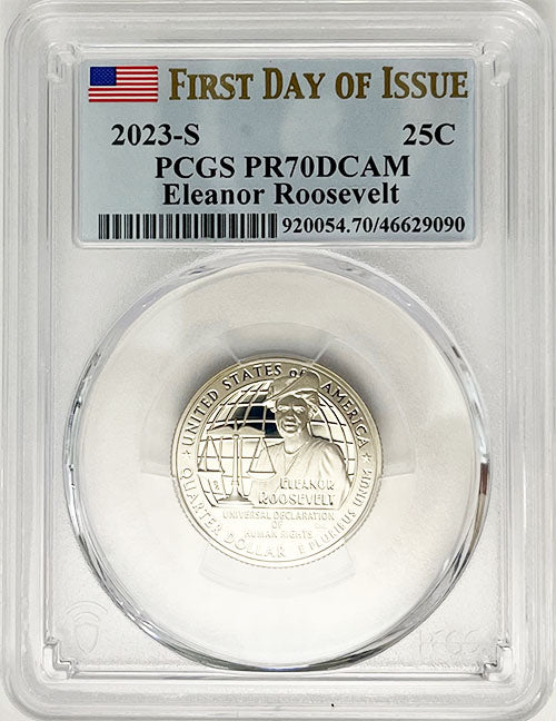 2023 PCGS Certified American Women Quarter Eleanor Roosevelt First Day of Issue Label