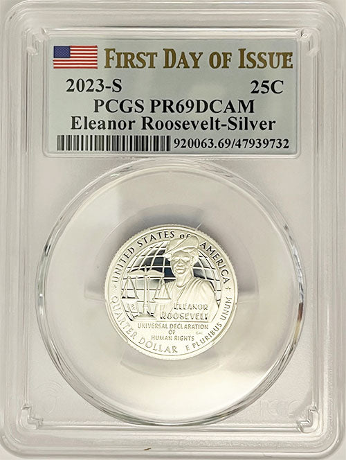 2023 PCGS Certified American Women Quarter Eleanor Roosevelt First Day of Issue Label