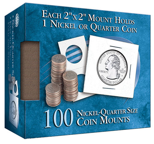 Quarter Size 2 by 2 Cardboard Foldovers for Coins
